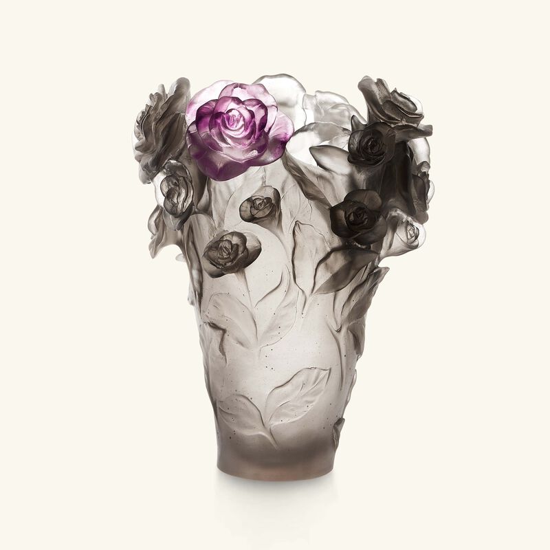 Rose Passion Vase Medium Grey daum rose passion vase medium grey