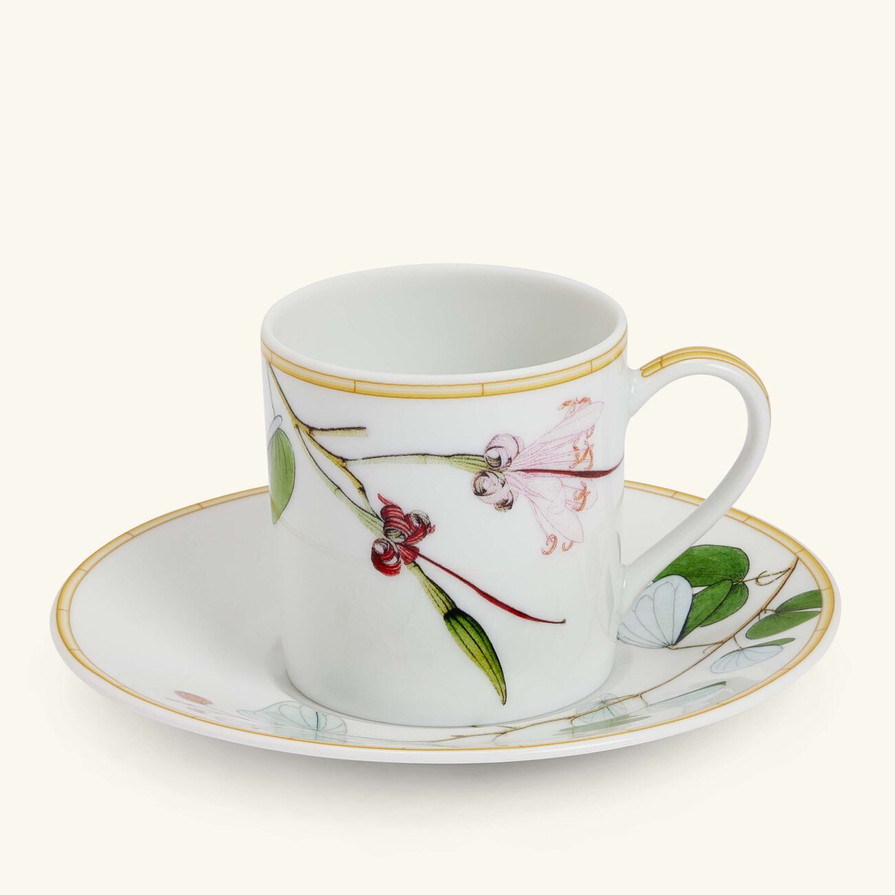 bernardaud jardin indien coffee cup   saucer white set of 4