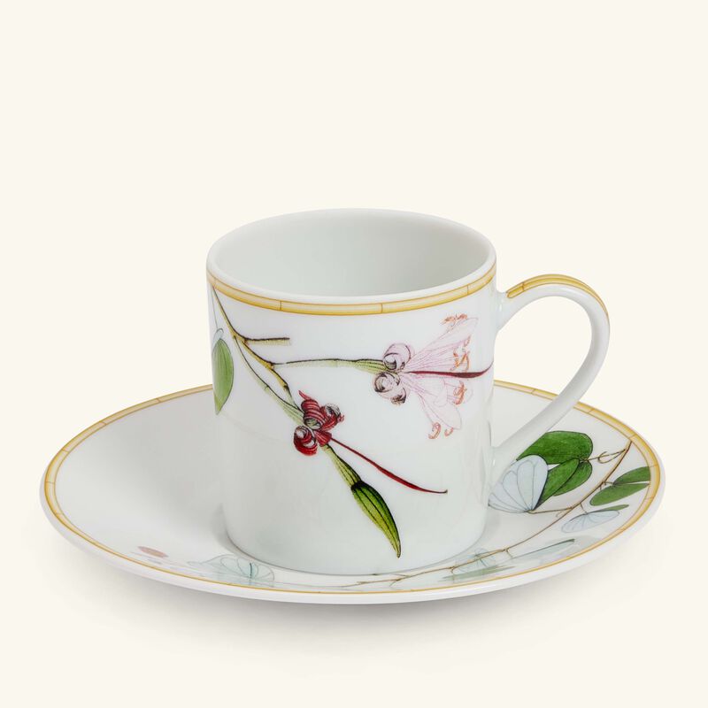 bernardaud jardin indien coffee cup   saucer white set of 4