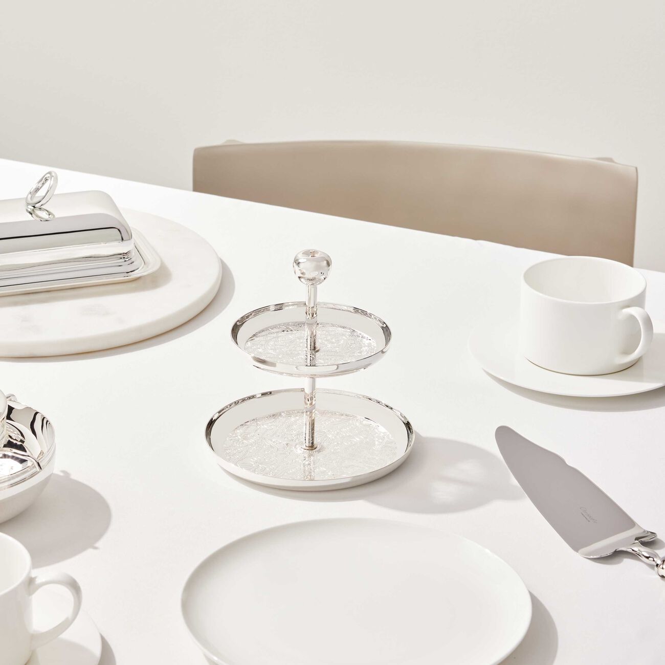 christofle jardin d eden cake stand 2 tier silver plated