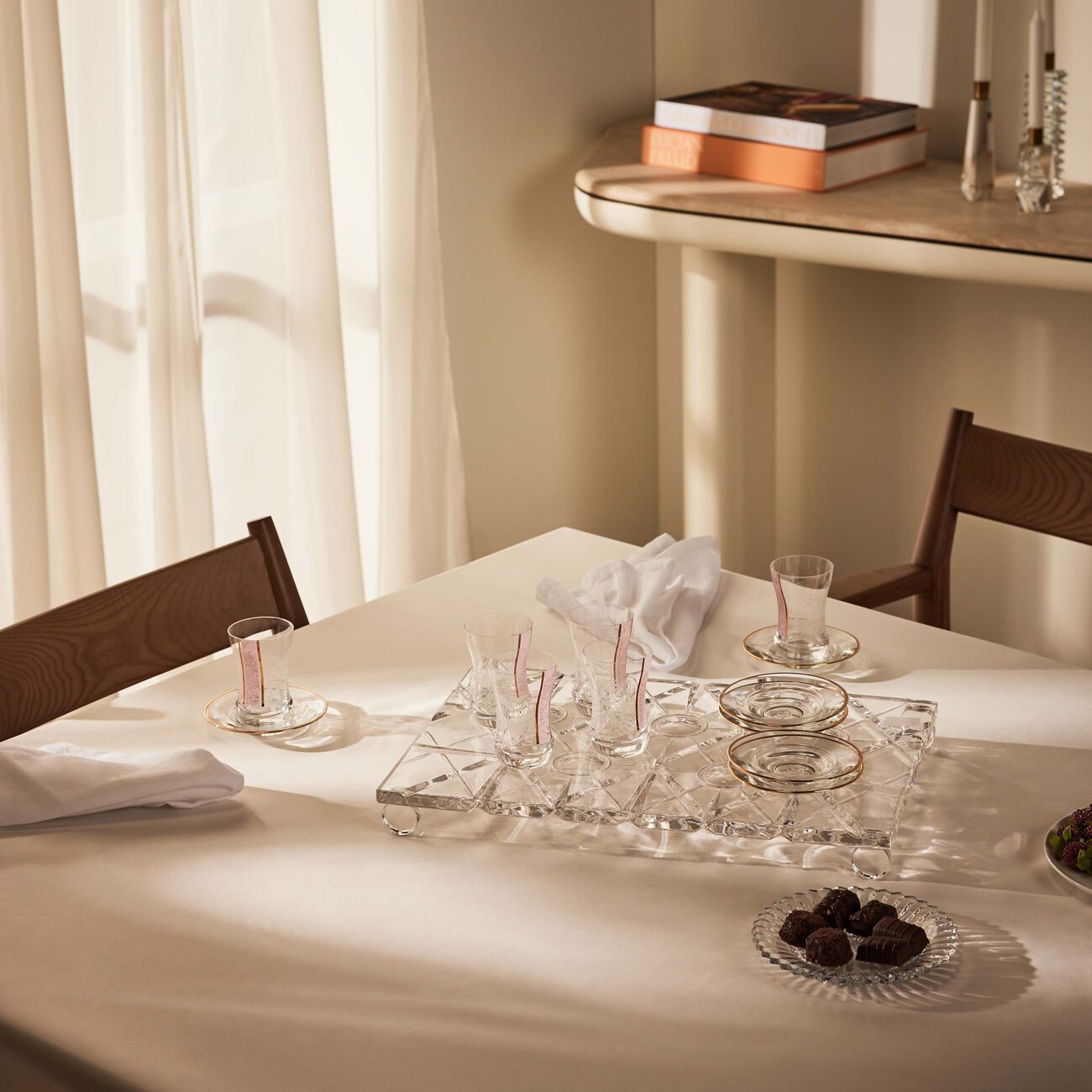 Nagham Teacup & Saucer Pink Set of 6 dimlaj nagham teacup saucer pink set of 6