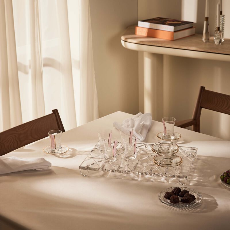 Nagham Teacup & Saucer Pink Set of 6 dimlaj nagham teacup saucer pink set of 6