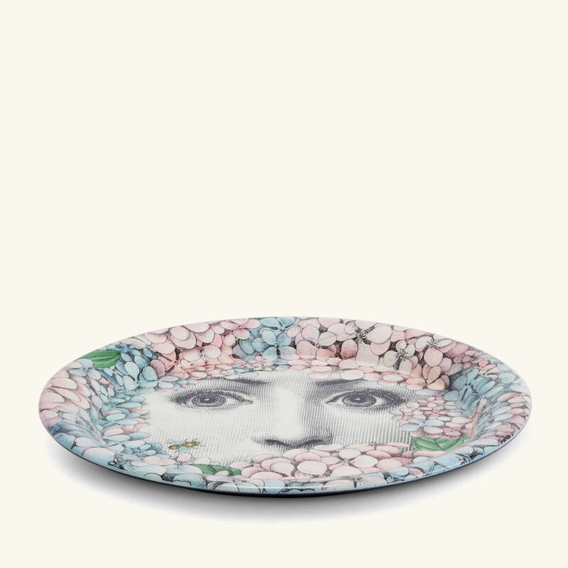 fornasetti ortensia tray round large multicolored