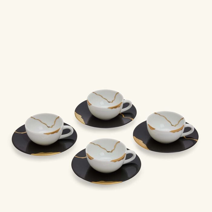 Kintsugi Coffee Cup & Saucer Black Set Of 4 bernardaud kintsugi coffee cup saucer black set of 4