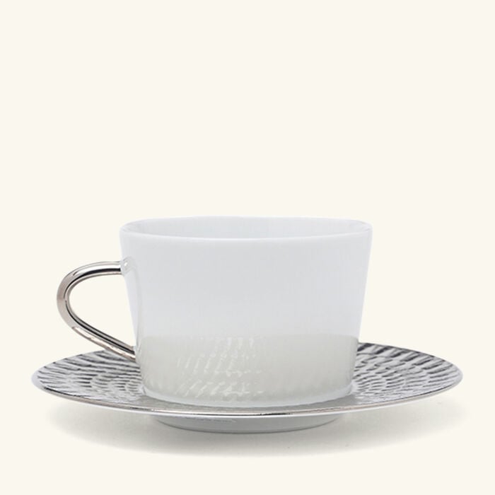 bernardaud twist tea cup   saucer silver