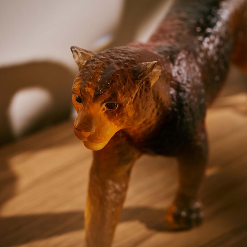 daum jaipur panther sculpture brown