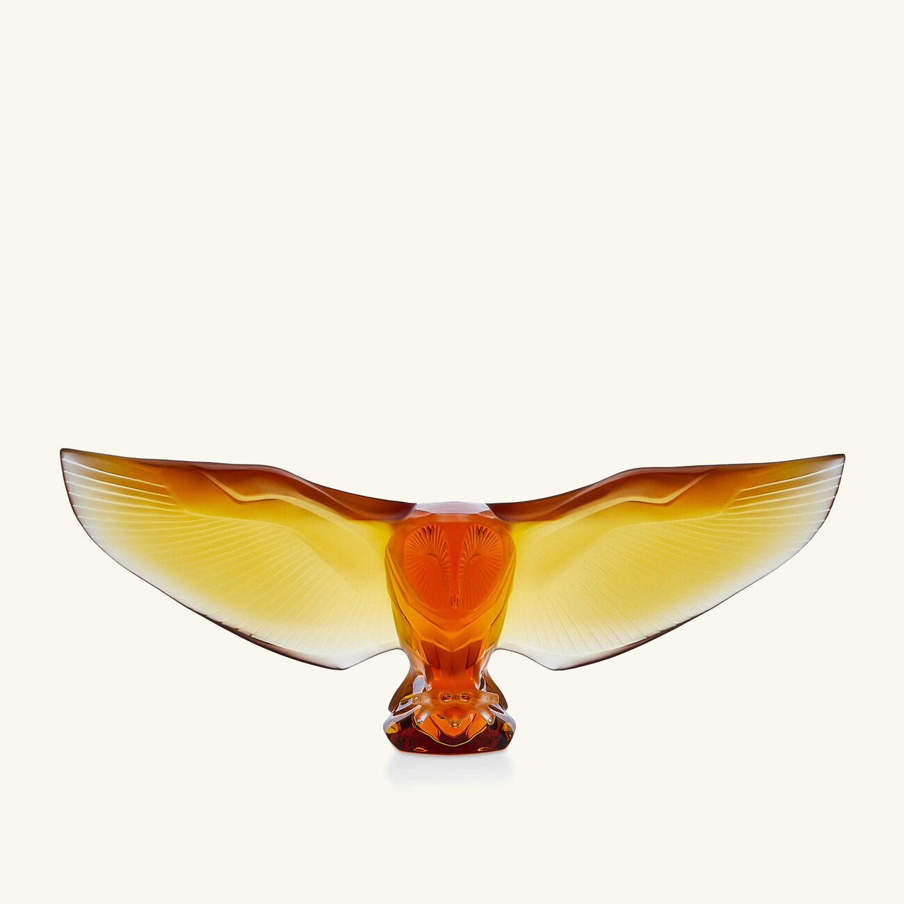 لاليك منحوتة على شكل بومة حظيرة صغيرة صفراء