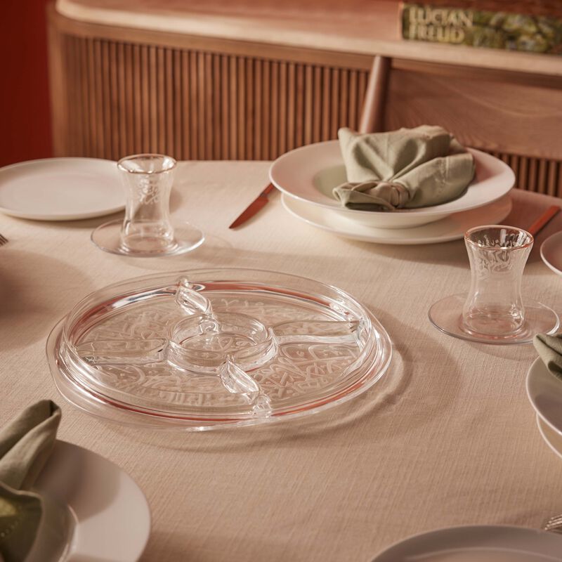 dimlaj thuluth divider serving platter oval clear 36cm