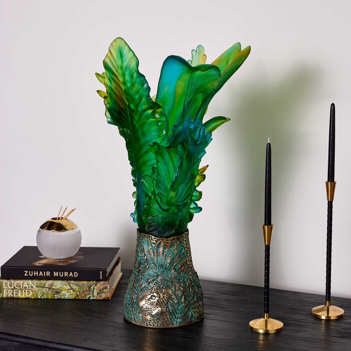 daum prestige tropical borneo vase medium green
