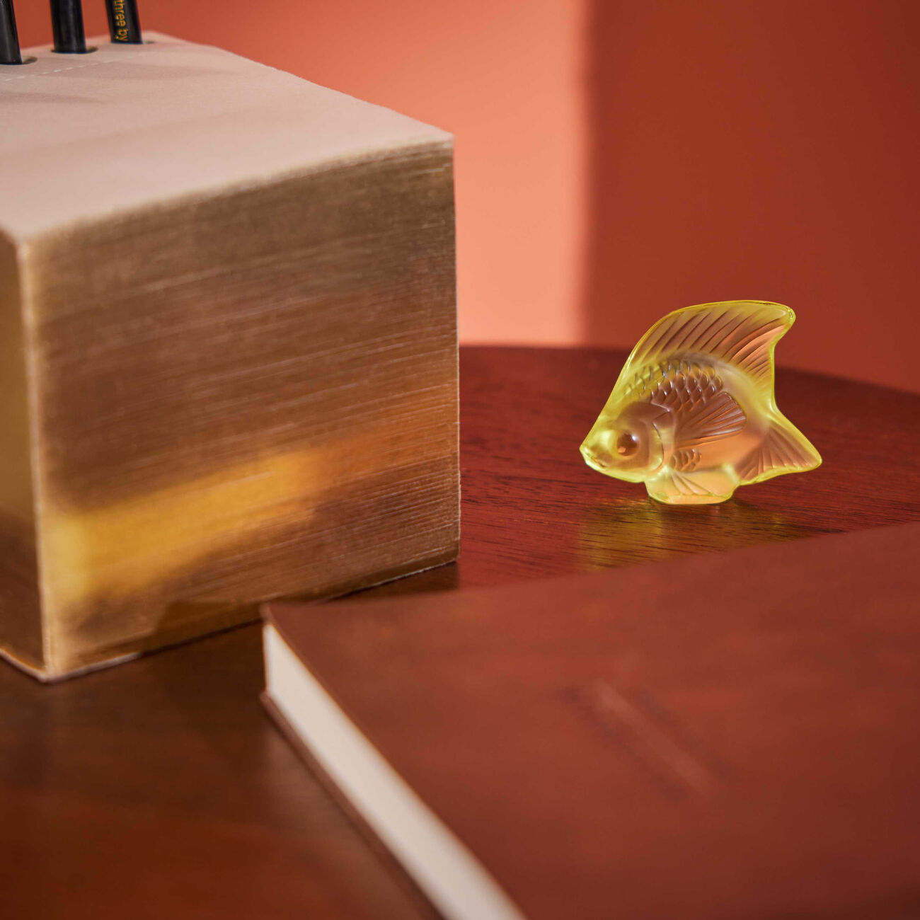lalique fish figurine small yellow