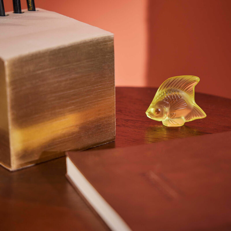 lalique fish figurine small yellow