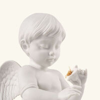 Angel With Flower Sculpture Small White lladro angel with flower sculpture small white