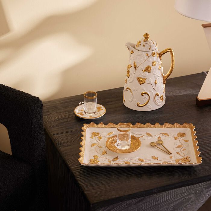 Taormina Serving Tray Rectangular Medium White villari taormina serving tray rectangular medium white