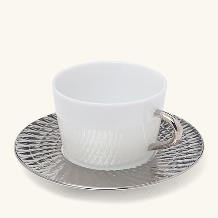 bernardaud twist tea cup   saucer silver