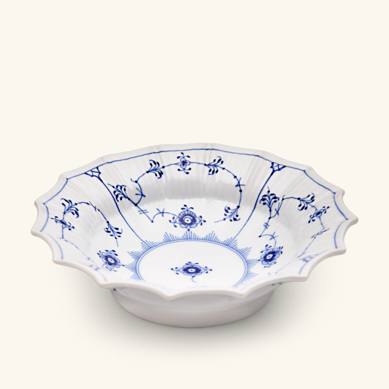 رويال كوبنهاغن طقم أطباق التقديم بلو فلوتد بلاين أبيض من ثلاثة أطباق