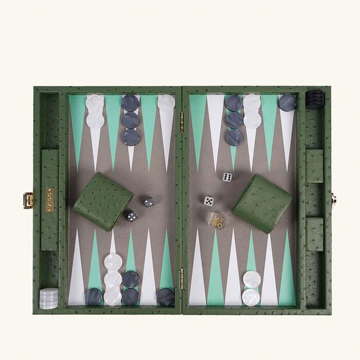 vido forest green ostrich backgammon set