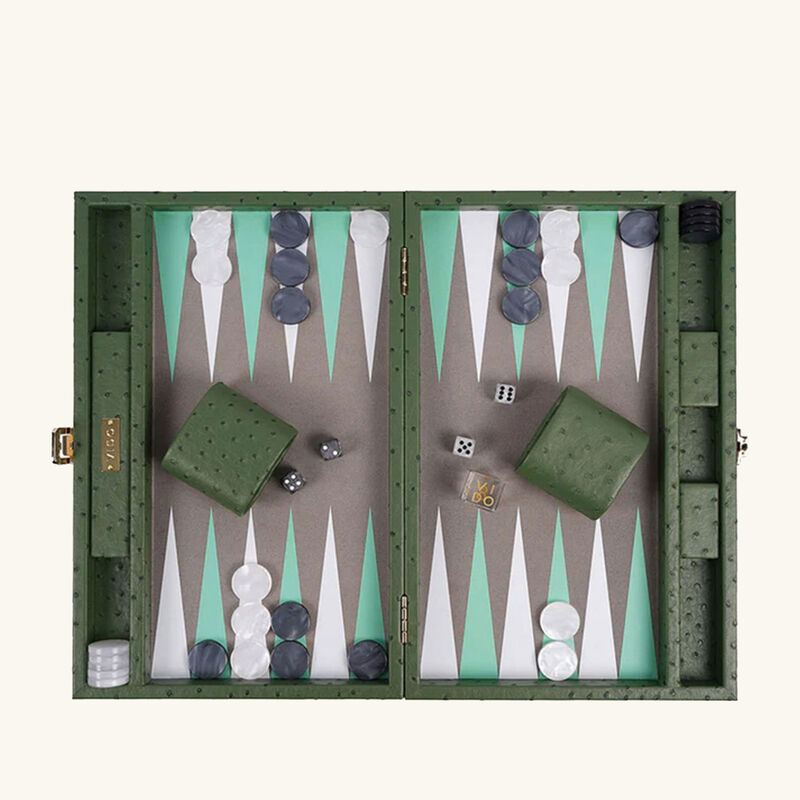 vido forest green ostrich backgammon set