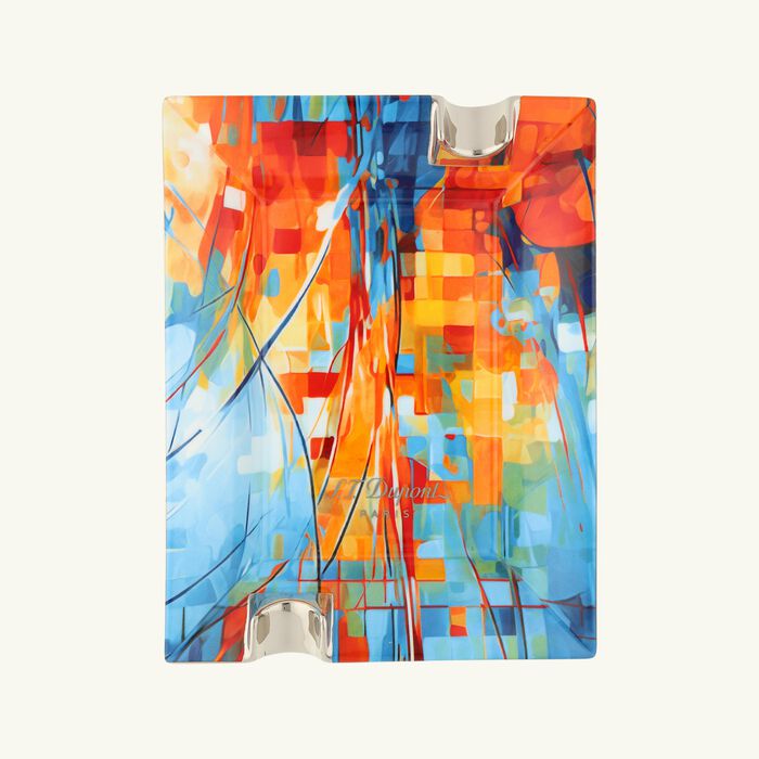 st dupont graff ty ashtray rectangular large multicolor