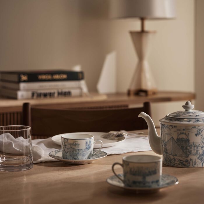 Tout Paris Tea Cup & Saucer Blue Set Of 4 bernardaud tout paris tea cup saucer blue set of 4