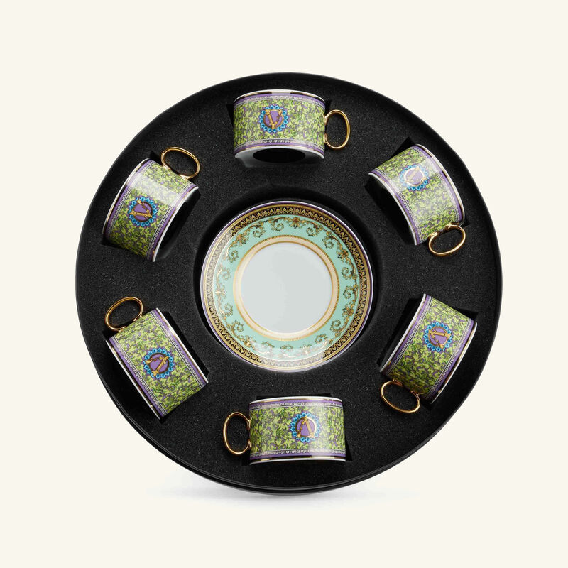 versace barocco mosaic tea cup   saucer pattern set of 6