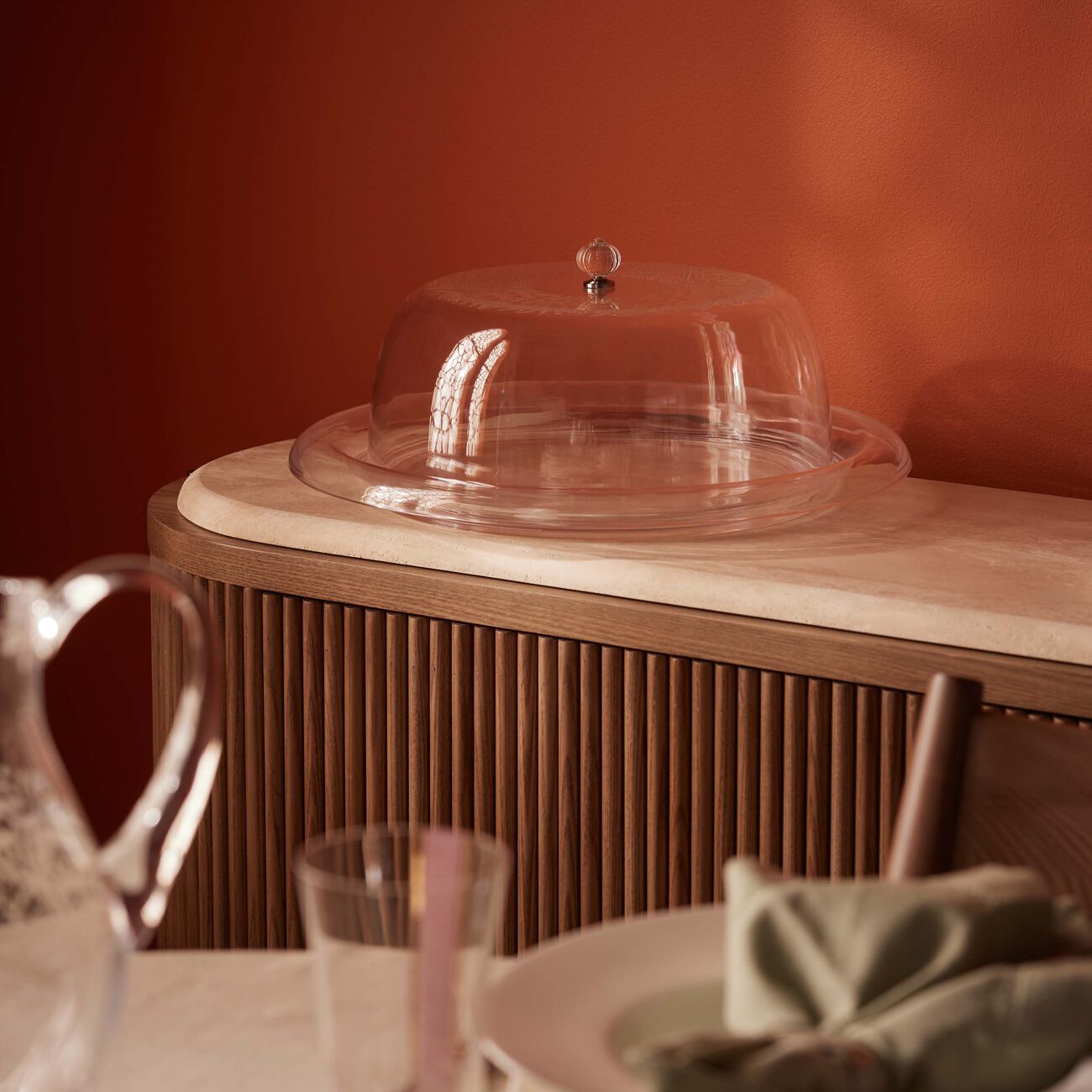 dimlaj thuluth serving platter with lid clear