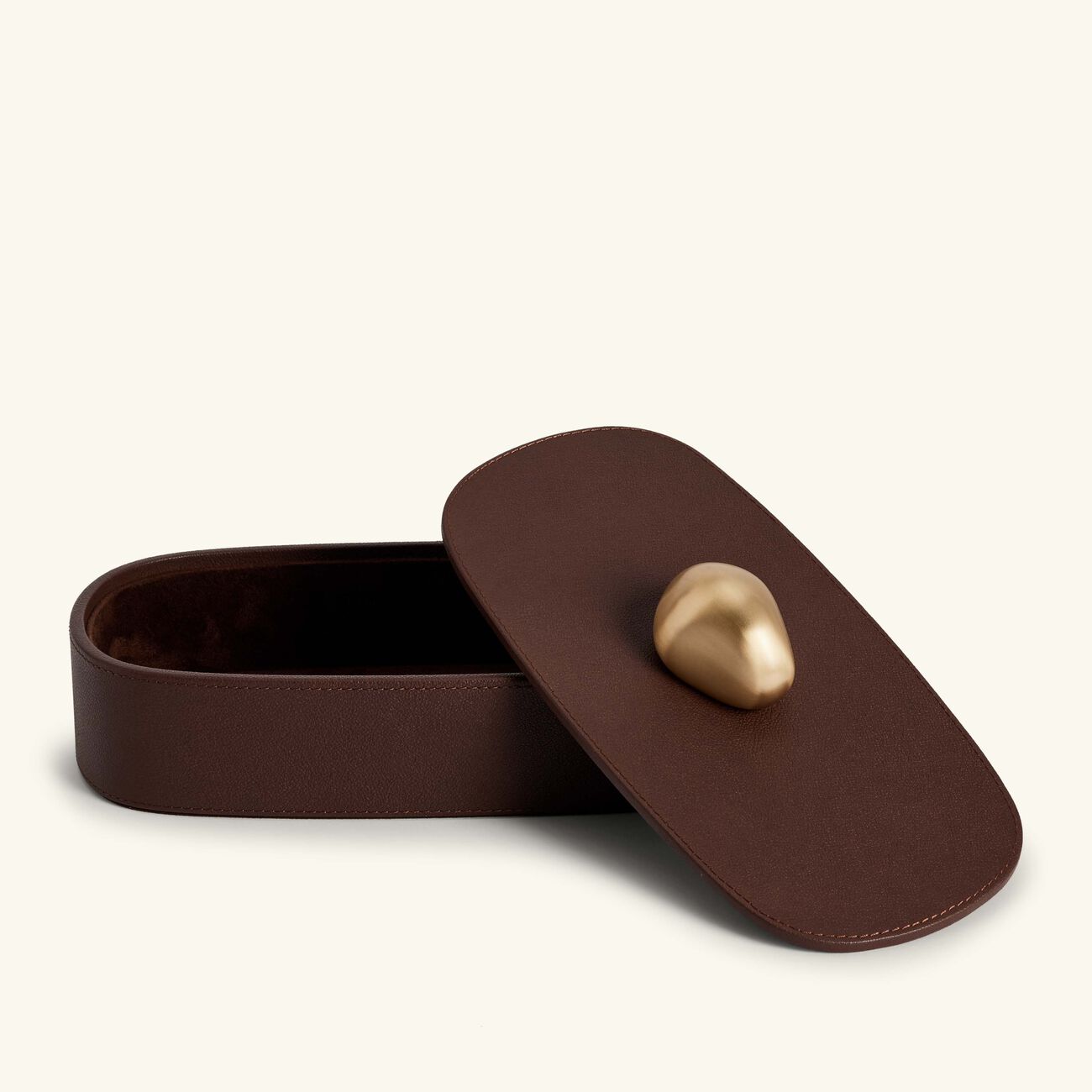 assouline pebble trinket box brown