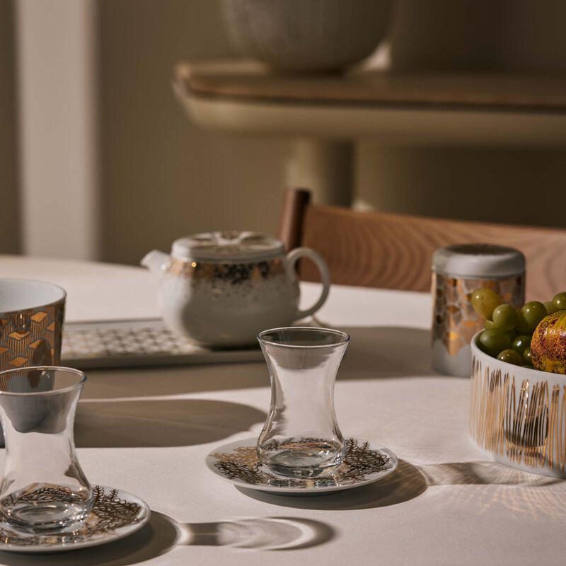 silsal tamrah by razan alazzouni tara arabic tea cup   saucer gold set of 2