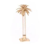 Delmont Palm Leaf Gilded Glass Candlestick, small