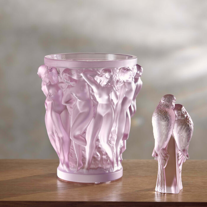 lalique bacchantes vase small pink