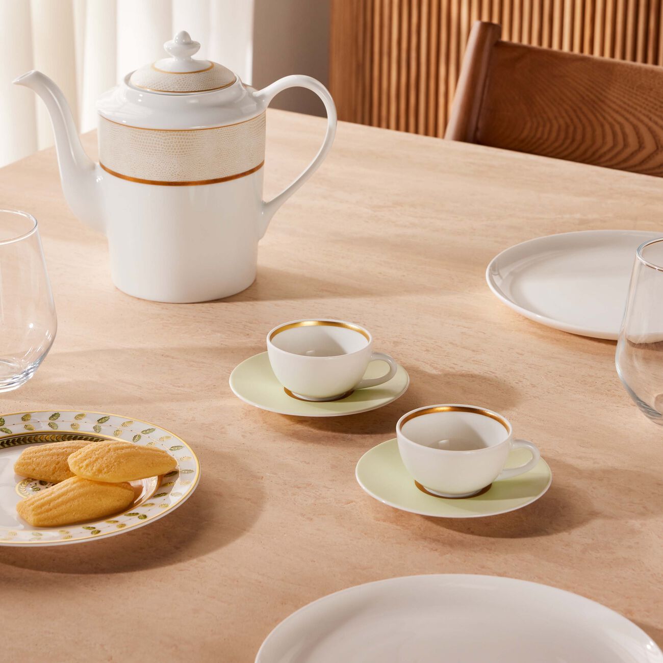Cronos Amande Coffee Cup & Saucer White Set Of 2 bernardaud cronos amande coffee cup saucer white set of 2