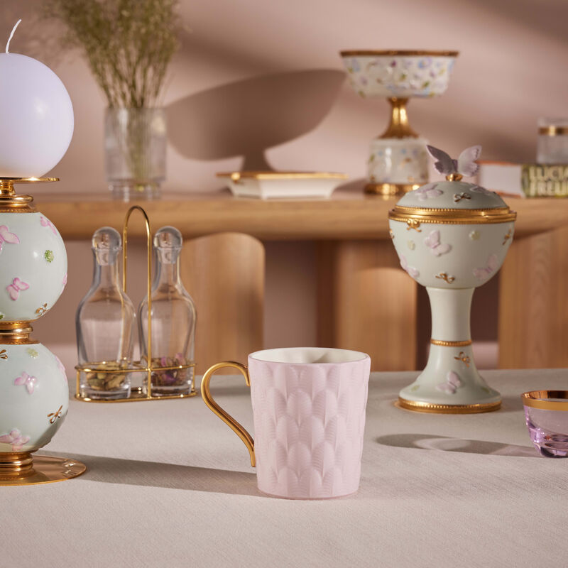 villari peacock mug pink