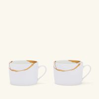 Kintsugi Charbon Teacups And Saucers - Set Of 2 bernardaud kintsugi charbon teacups and saucers set of 2