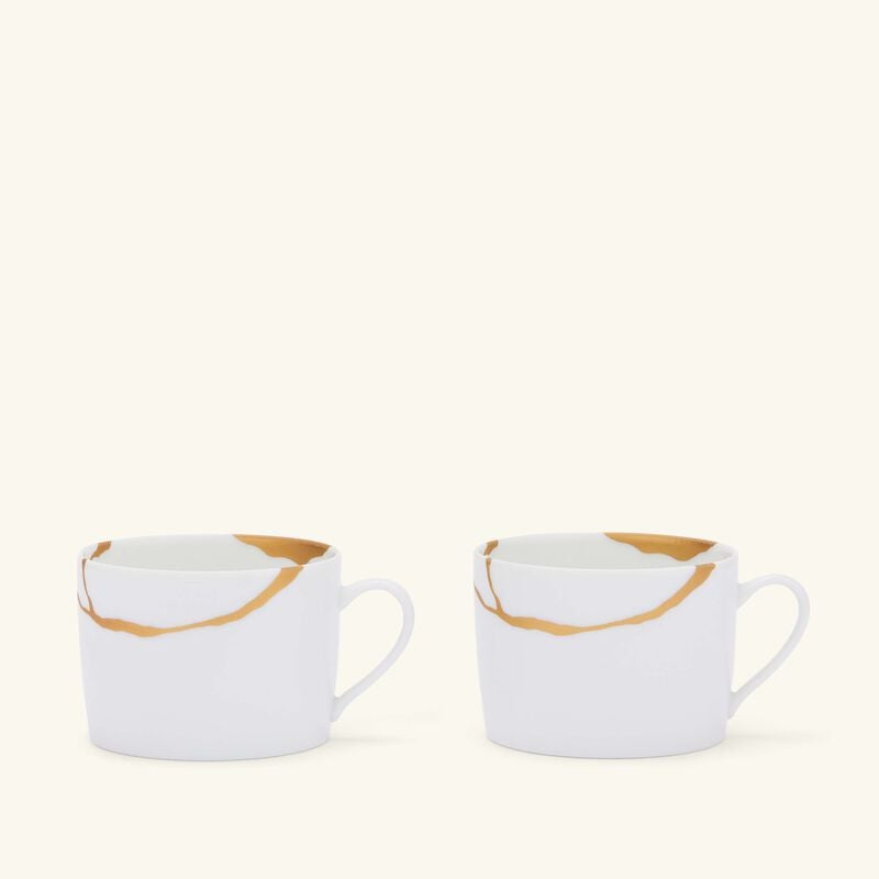 Kintsugi Charbon Teacups And Saucers - Set Of 2 bernardaud kintsugi charbon teacups and saucers set of 2
