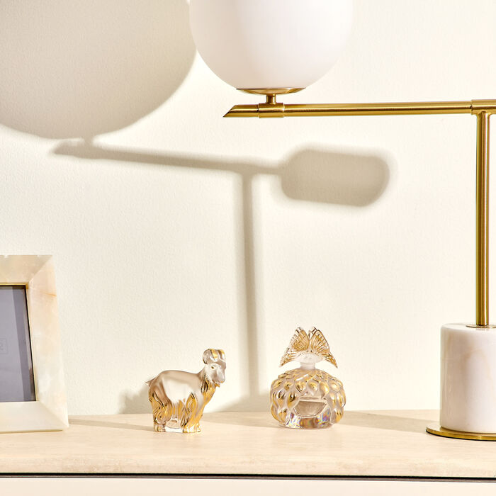 lalique goat sculpture gold