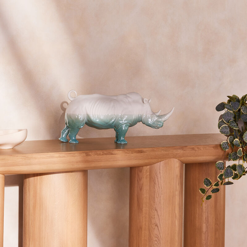 lladro underwater rhino sculpture small white