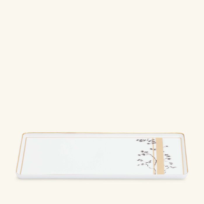 بينتو باريس طبق كيوتو مستطيل بنقشة شريط بحجم كبير باللون الذهبي