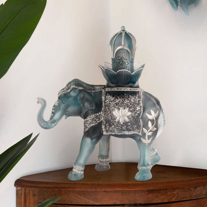 daum shalmara elephant sculpture limited edition blue