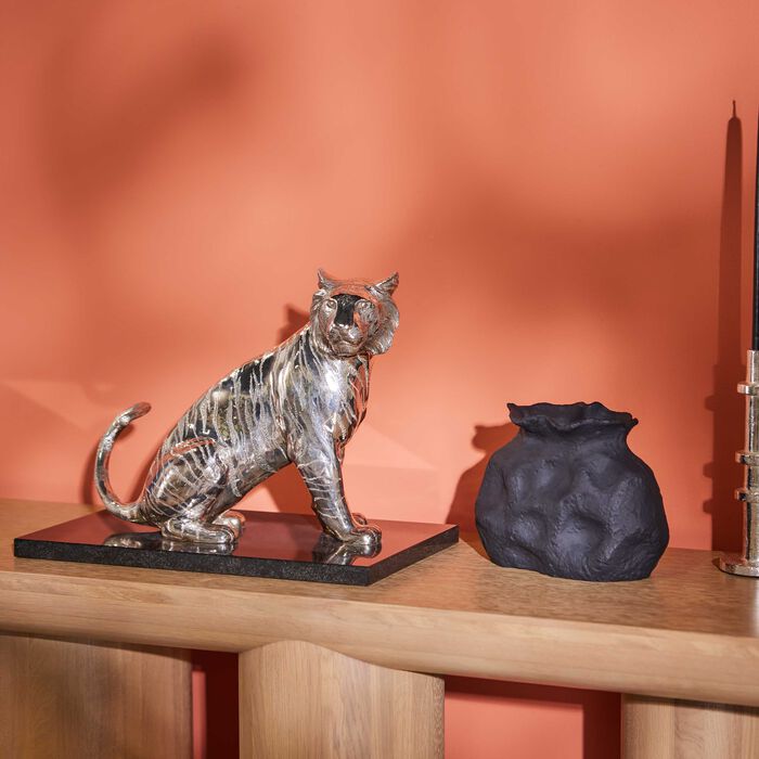 christofle sitting tiger sculpture medium sterling silver
