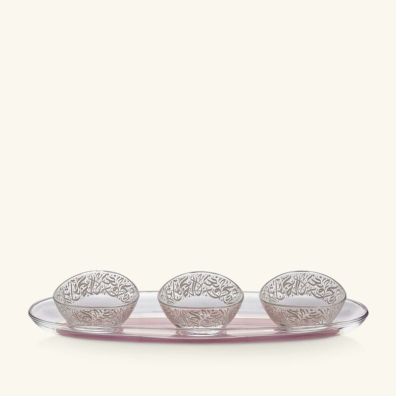 Nagham Serving Platter & Bowls Pink Set of 3 dimlaj nagham serving platter bowls pink set of 3