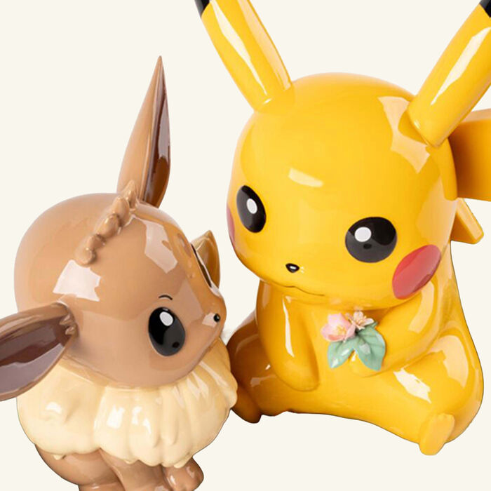 Pikachu & Eevee Sculpture Yellow lladro pikachu eevee sculpture yellow