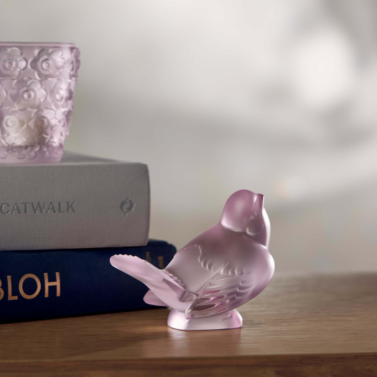 lalique sparrow sculpture small pink