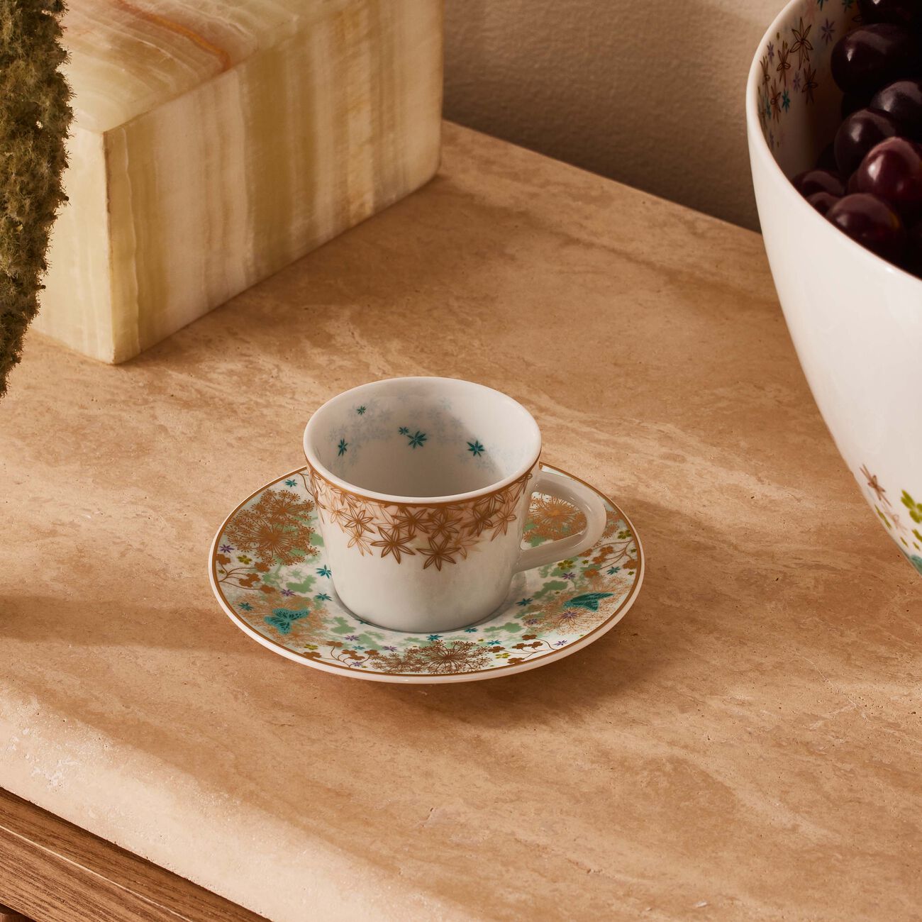 Feerie Michael Cailloux Coffee Cup & Saucer Blue bernardaud feerie michael cailloux coffee cup saucer blue