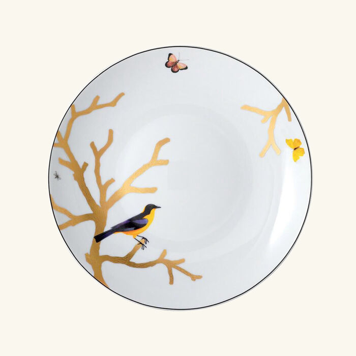 bernardaud aux oiseaux deep dish gold 29cm