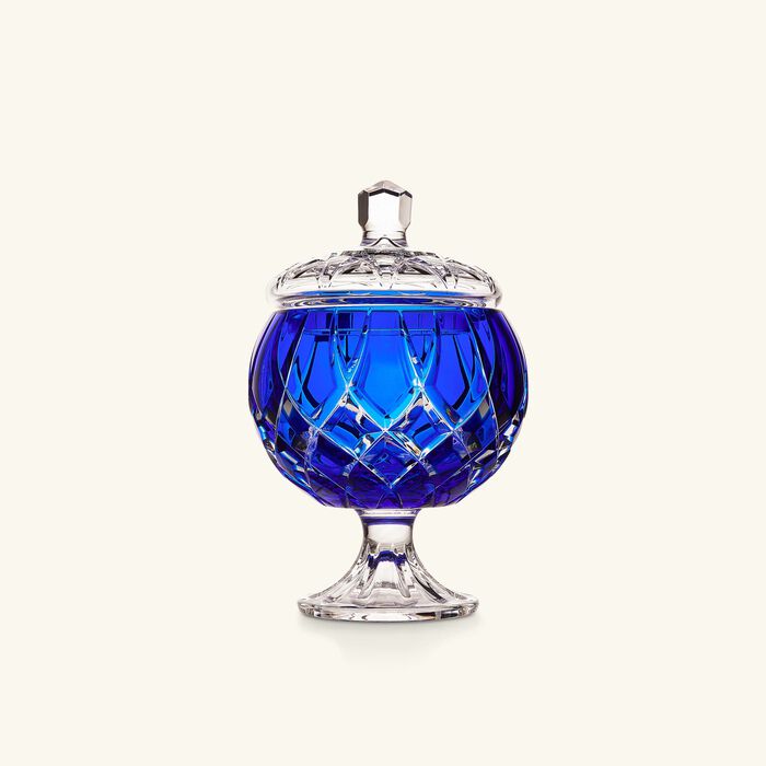 mario cioni   c footed candy box with lid blue