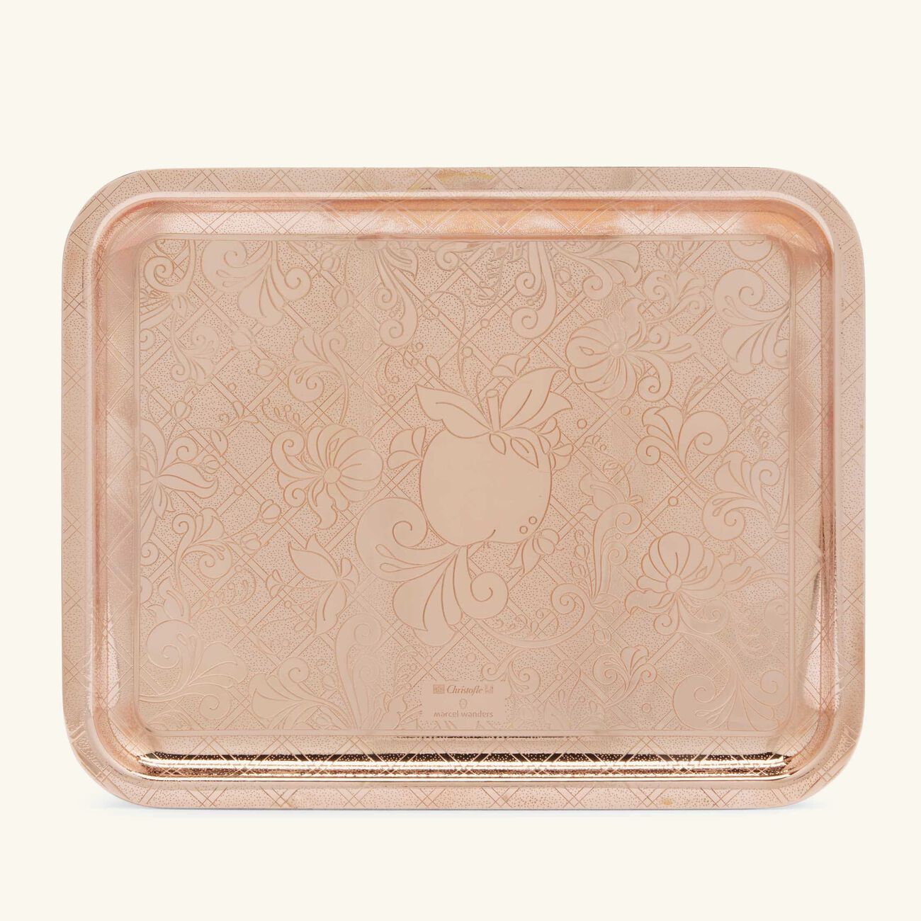 christofle jardin d eden serving tray rectangular small rose gold