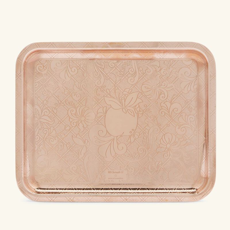 christofle jardin d eden serving tray rectangular small rose gold