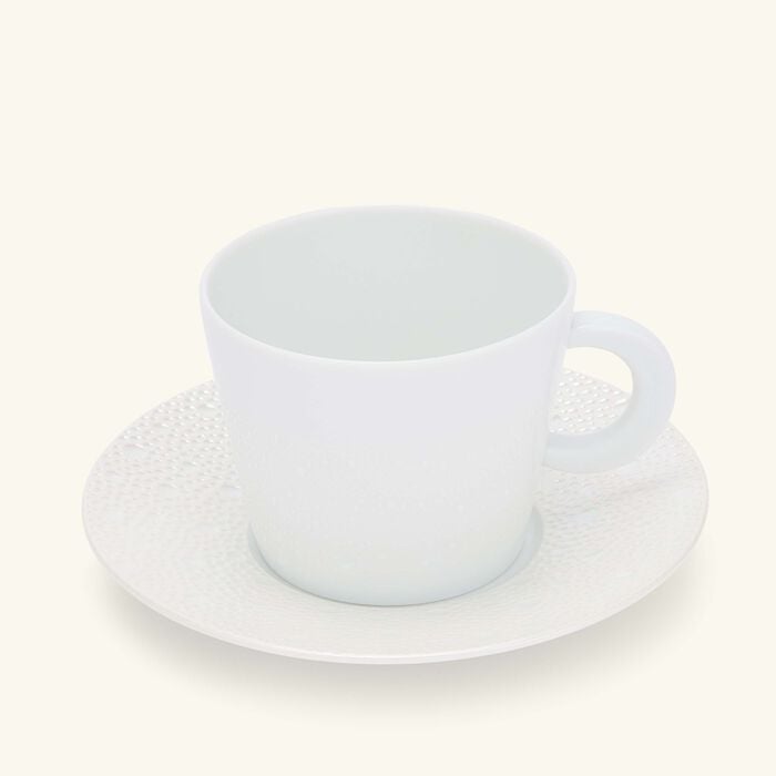 bernardaud ecume tea cup   saucer white set of 2