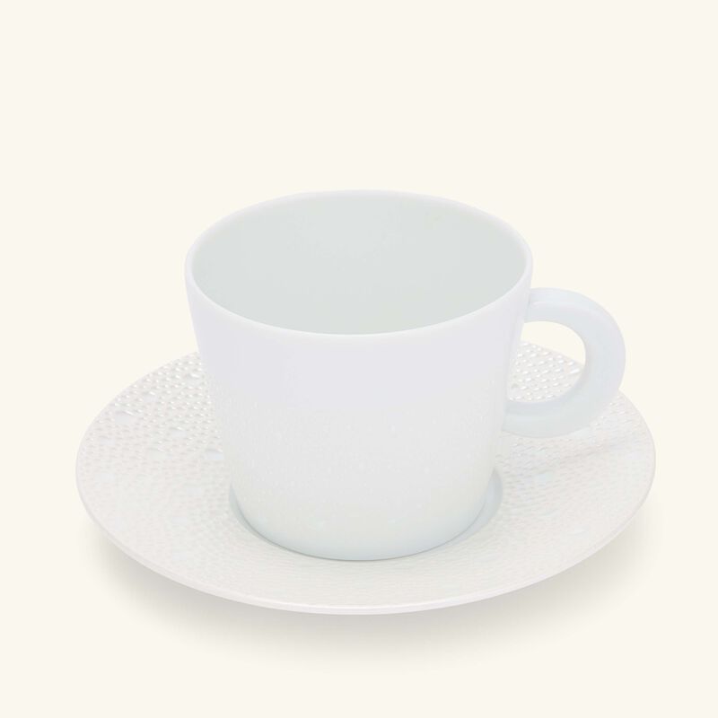 Ecume Tea Cup & Saucer White Set Of 2 bernardaud ecume tea cup saucer white set of 2