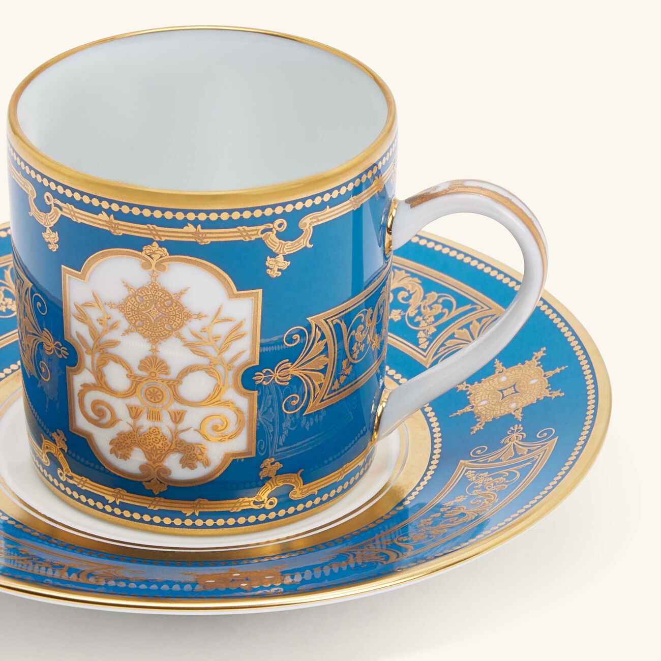 bernardaud aux rois coffee cup   saucer blue