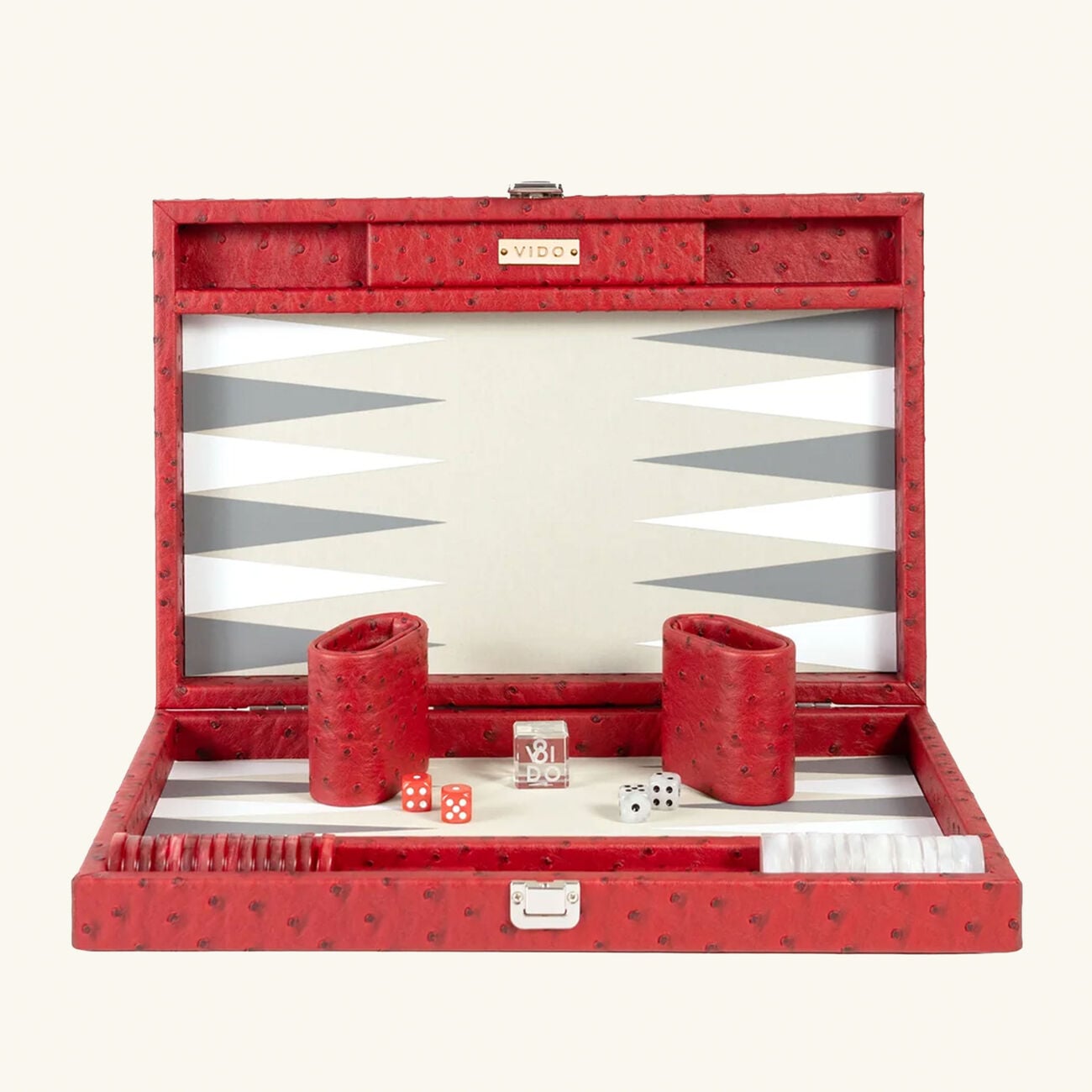 Carmine Ostrich Backgammon Set vido carmine ostrich backgammon set